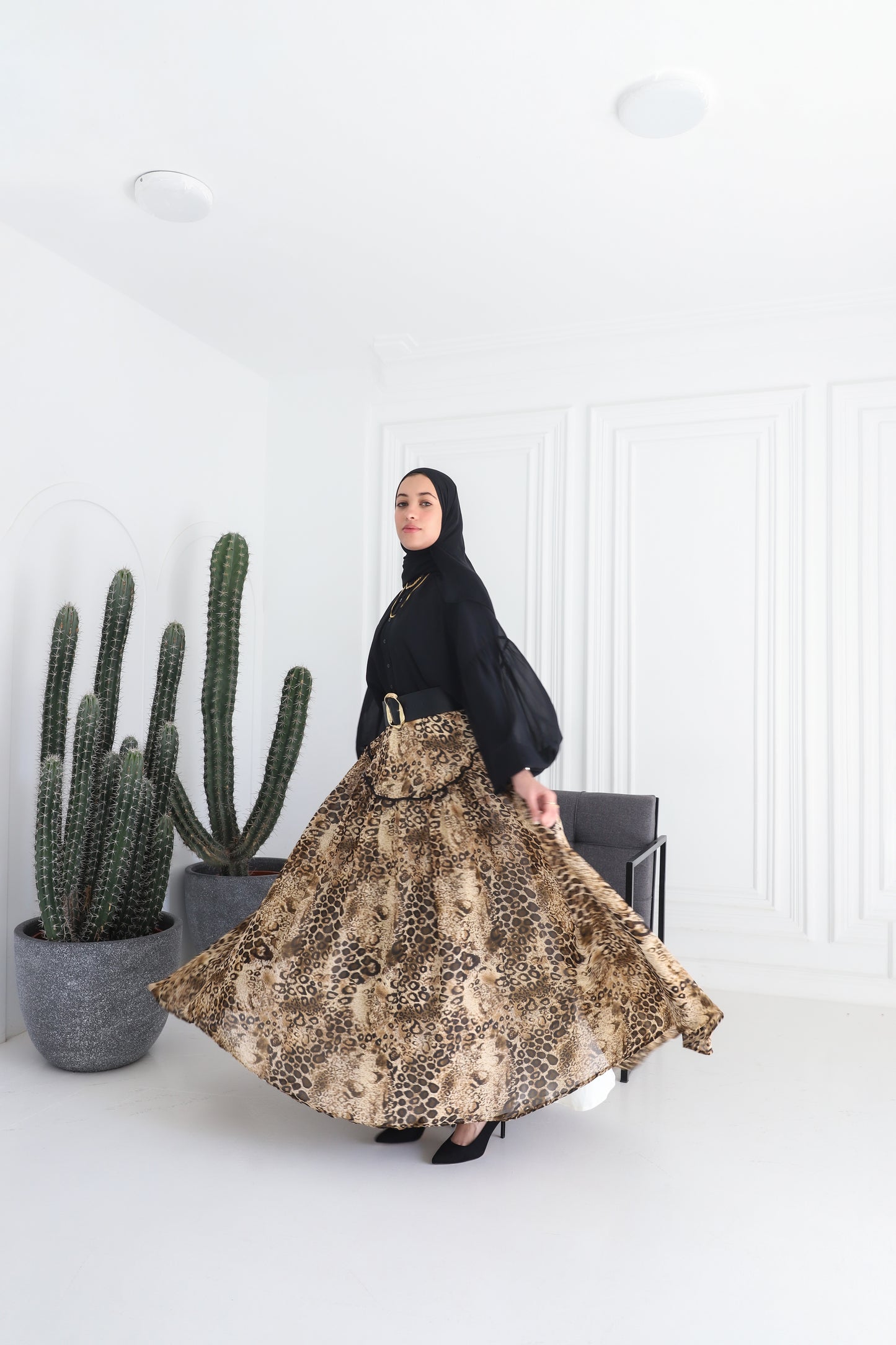 Elan trim skirt in Leopard print