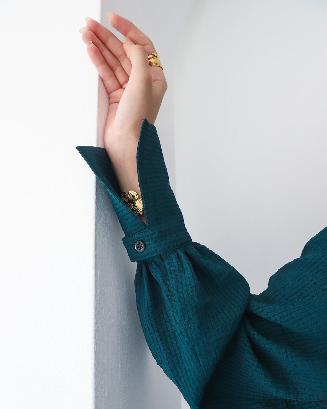 Flowa Striped Shirt Dress in Dark teal