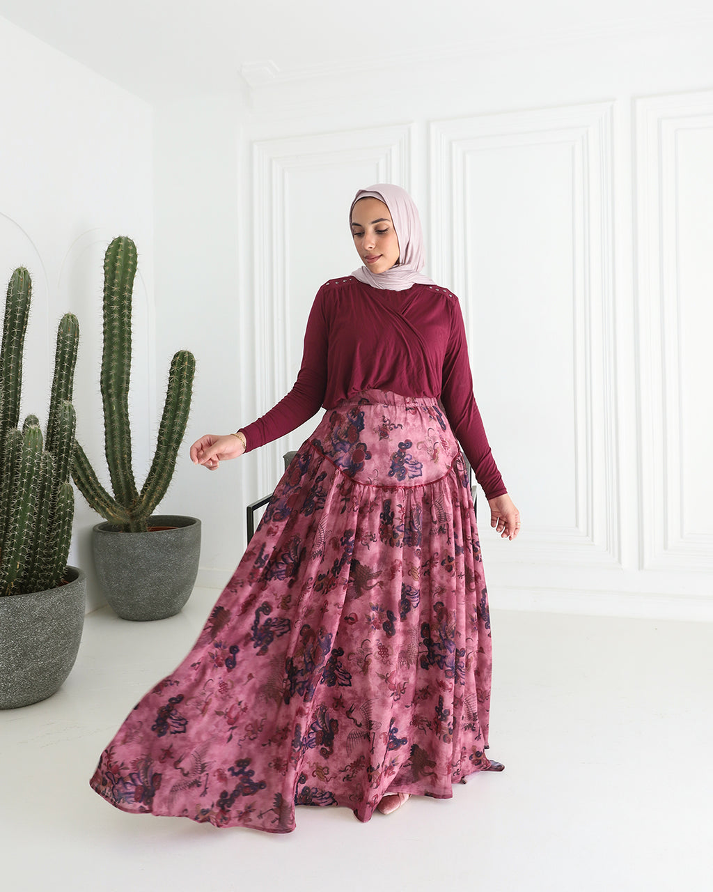 Elan trim skirt in Vintage print