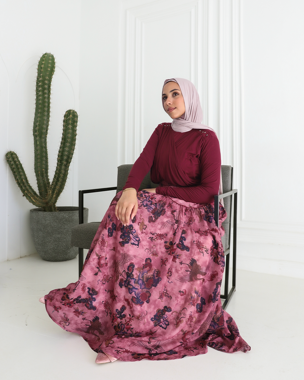 Elan trim skirt in Vintage print