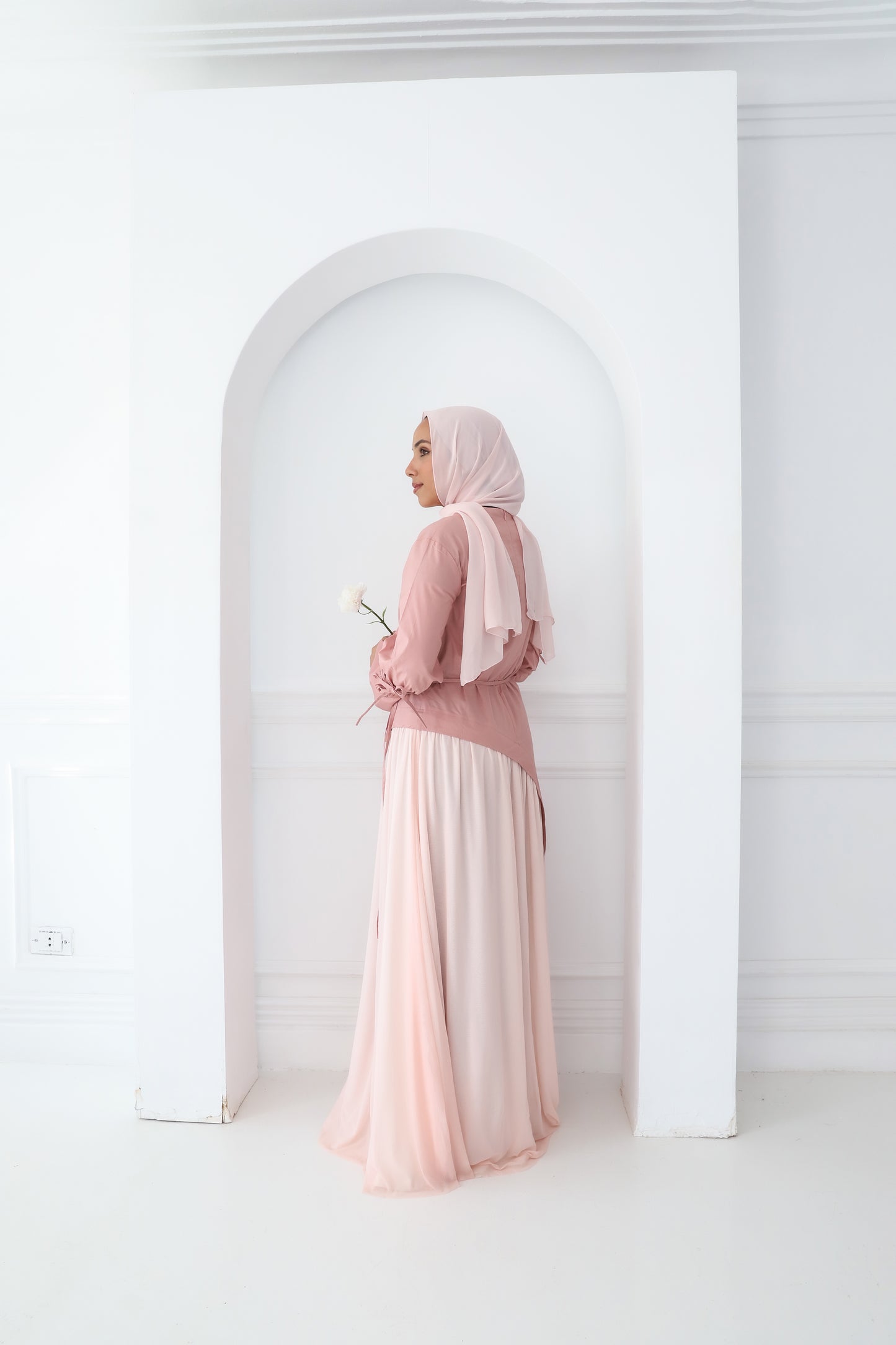 Tulle fusion gown in Rose