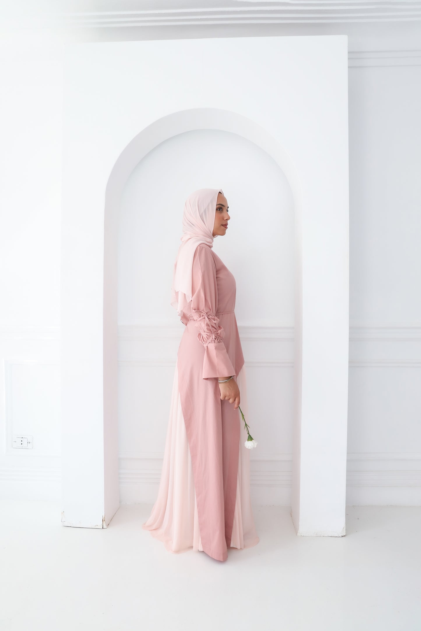 Tulle fusion gown in Rose