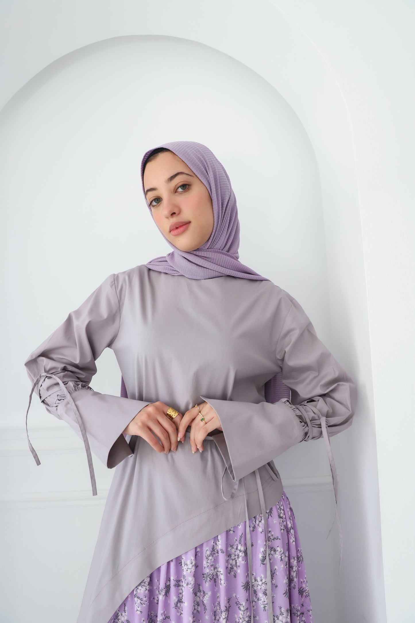 Tulle fusion gown in (Grey & mauve)