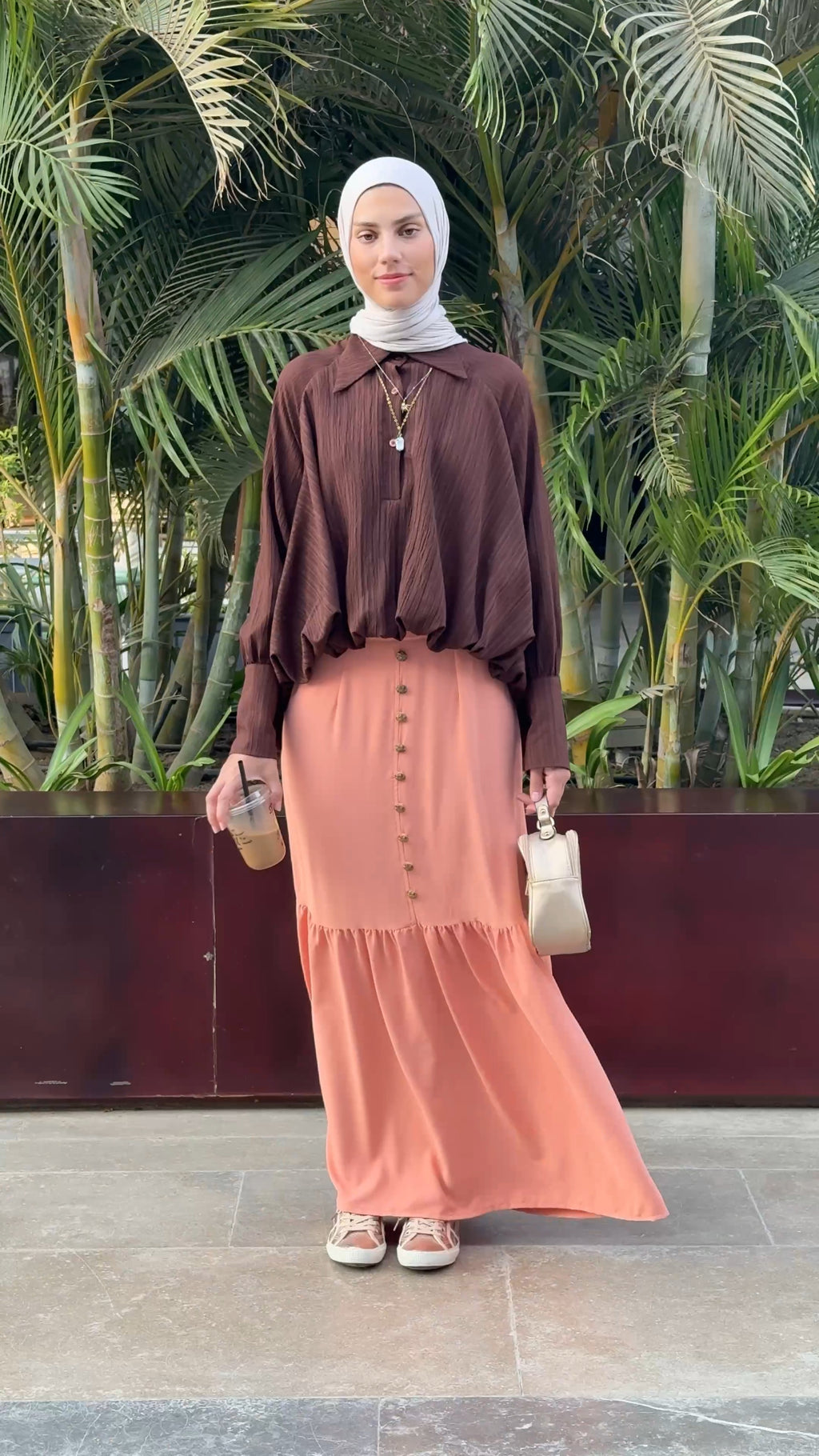 Rustic pastel Skirt in Salmon