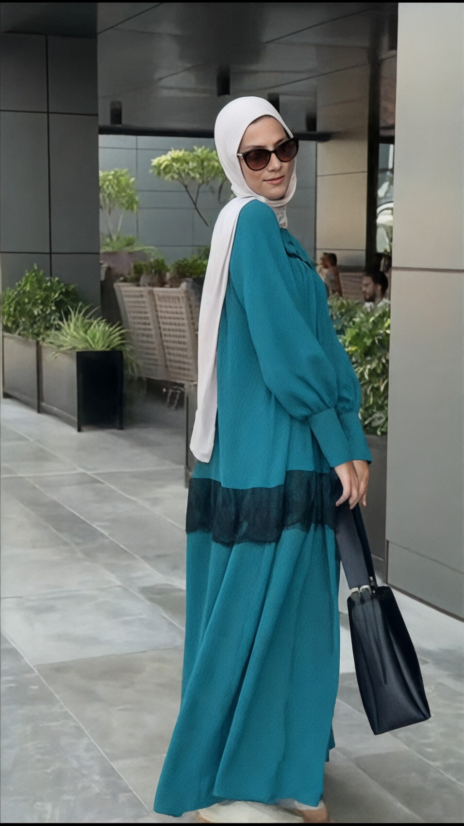 Flowa Striped Shirt Dress in Turquoise