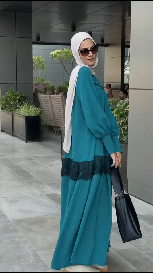 Flowa Striped Shirt Dress in Turquoise