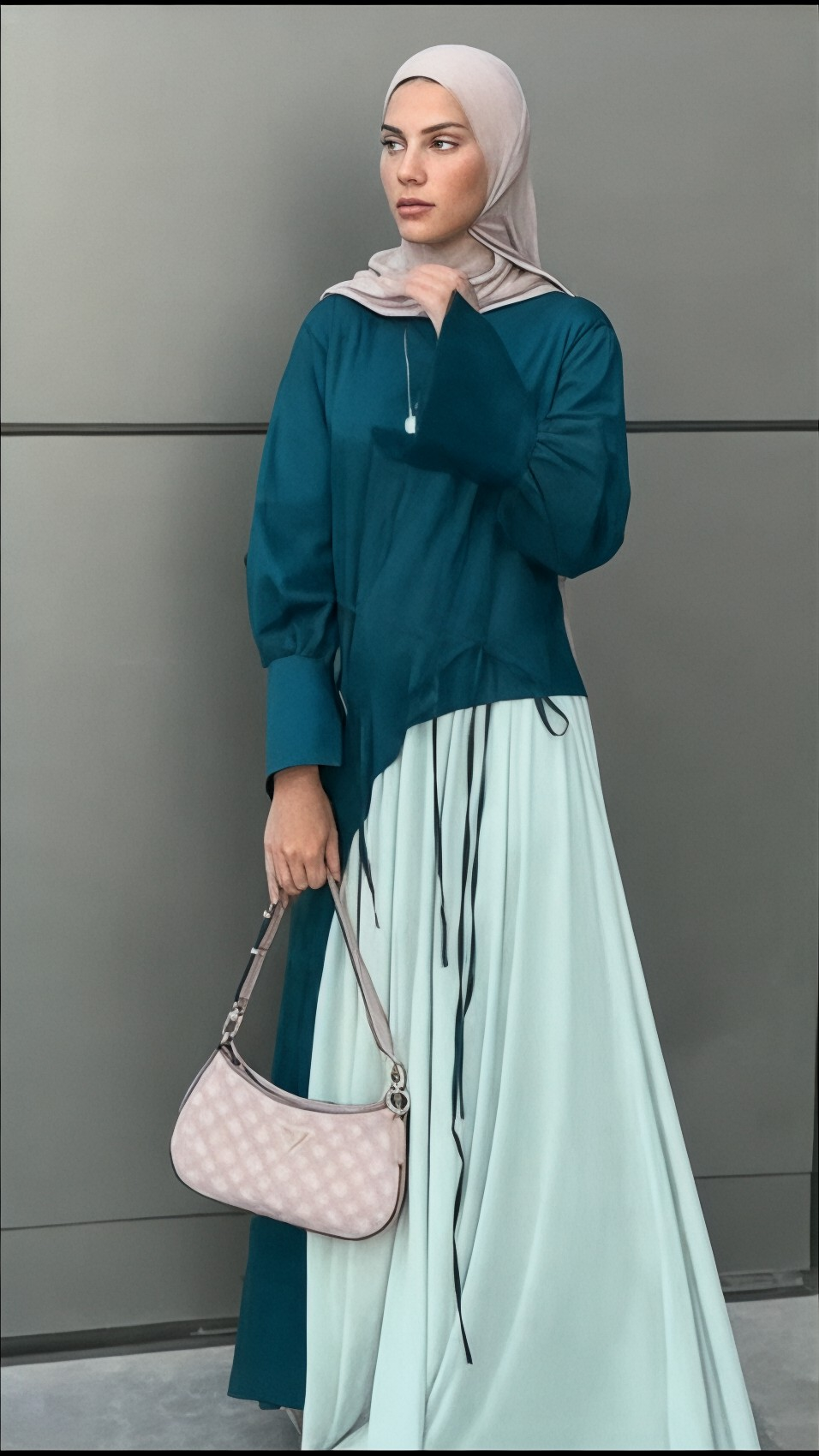 Tulle fusion gown in (Deep teal & mint )