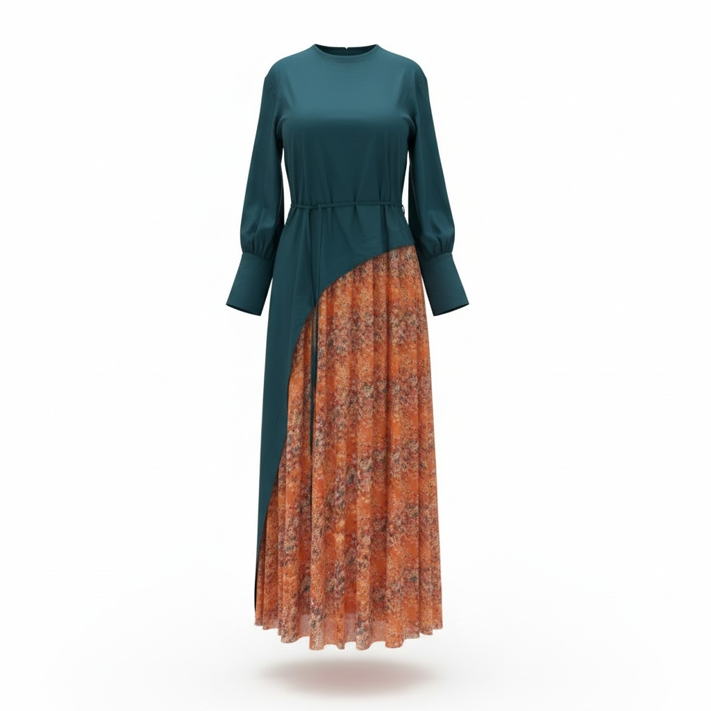 Tulle fusion gown in (Teal & Orange)