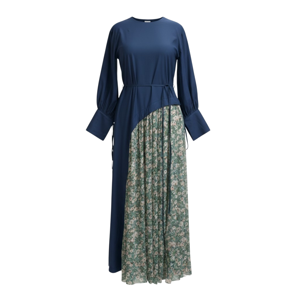 Tulle fusion gown in (Blue &green)